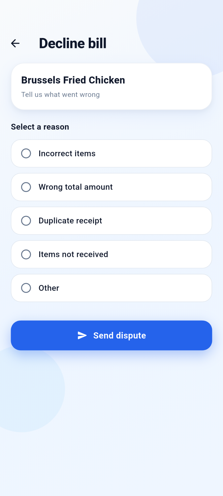 Dispute Receipt Feature